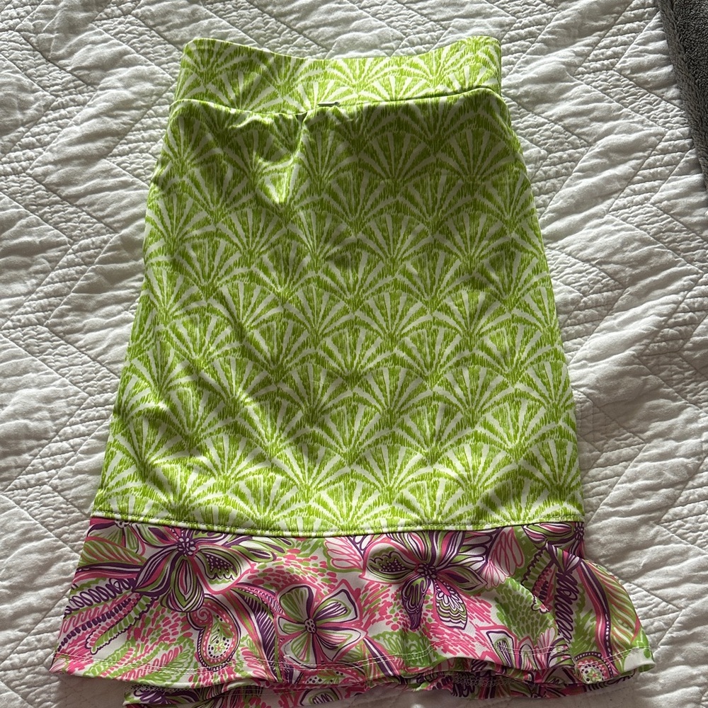 Green and Pink Patterned Women's Skirt
